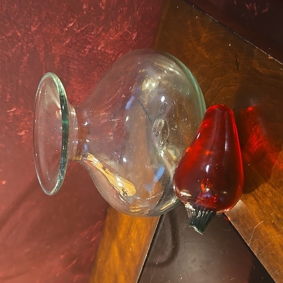 Vintage Red Chile Pepper Oil Vinegar Glass Container - Picture 2 of 6